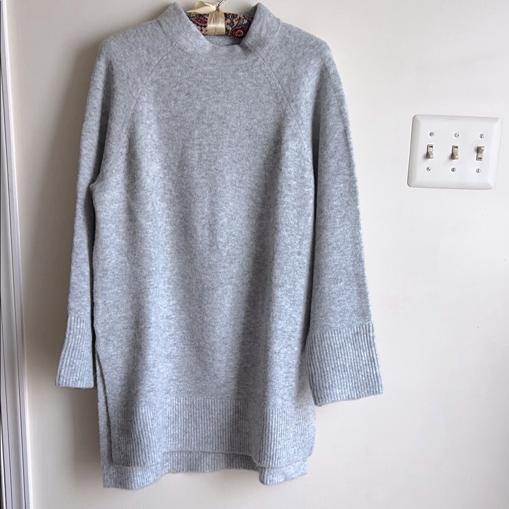Mockneck Long, Grey Sweater, Size M